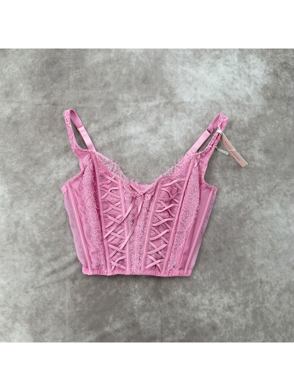 NWT Victoria's Secret Pink Lace Up Bustier Corset Top Size M-DD